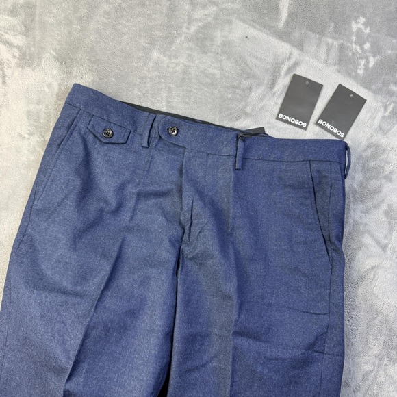 Bonobos Pants Mens 36x37 Heather Navy Slim Fit Italian Wool Dress Trousers‎ - Picture 11 of 16